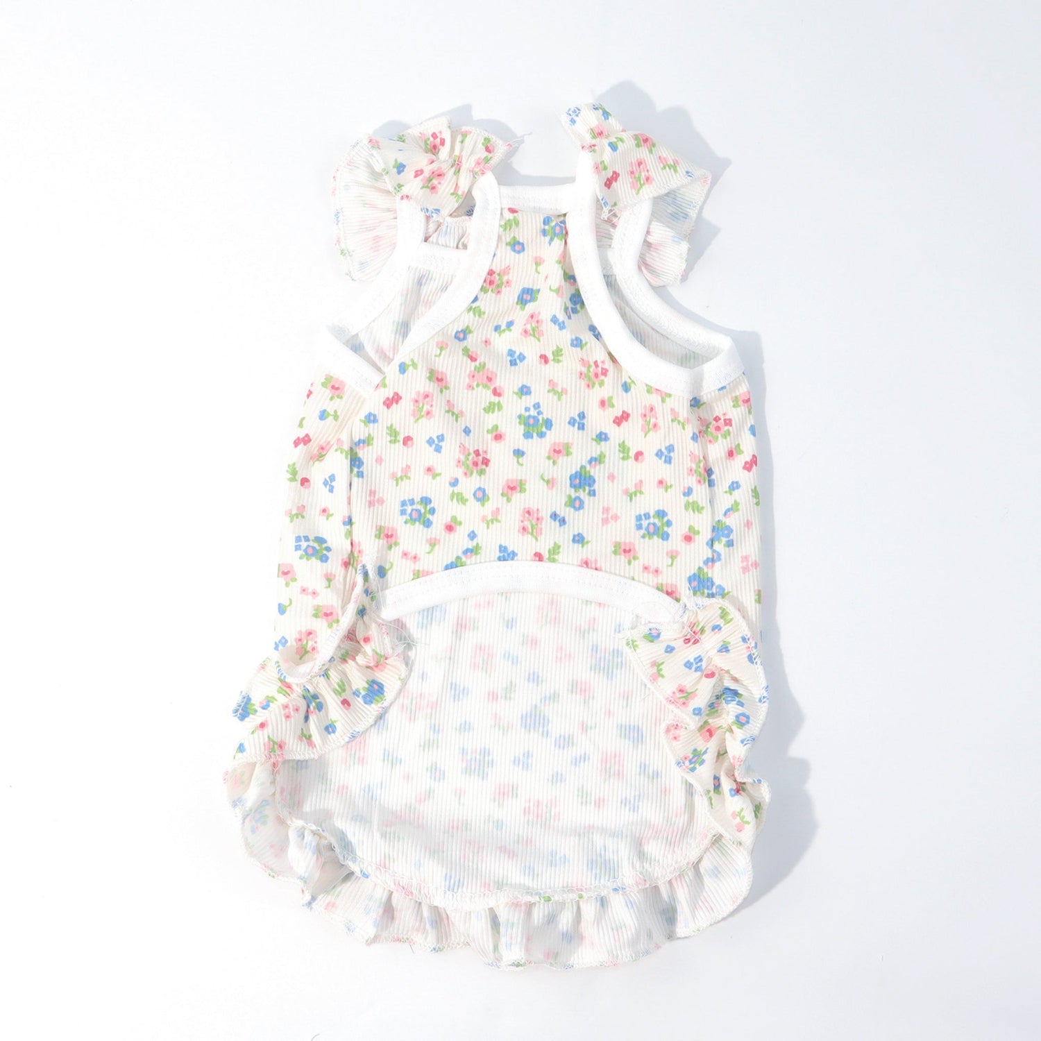 Floral Ruffle Pet Dress with Harness Ring – For Cats, Rabbits & Small Dogs