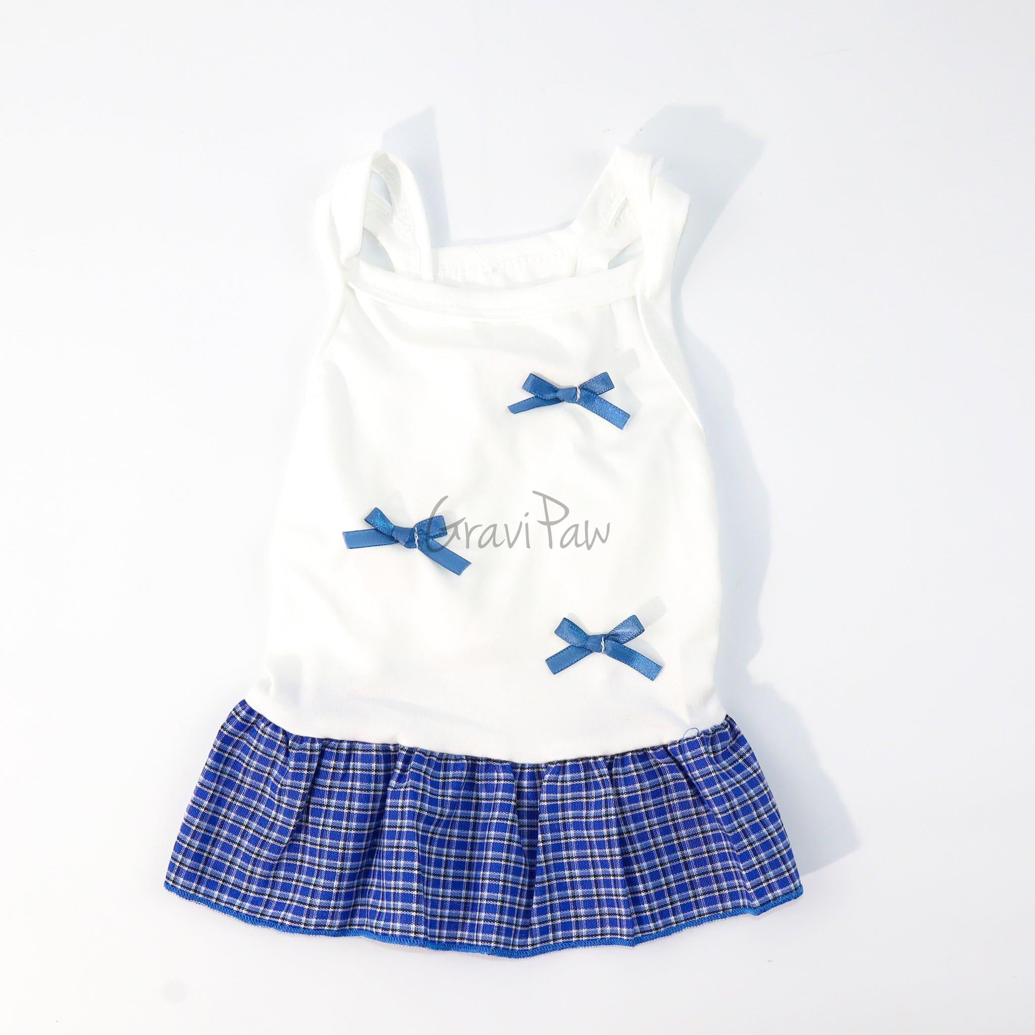 Stylish Plaid Bow Pet Dress – Cute Outfit for Small Dogs, Cats & Rabbits