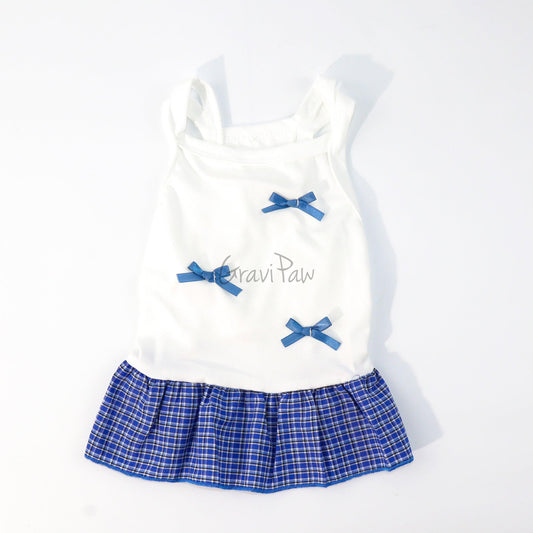 Stylish Plaid Bow Pet Dress – Cute Outfit for Small Dogs, Cats & Rabbits