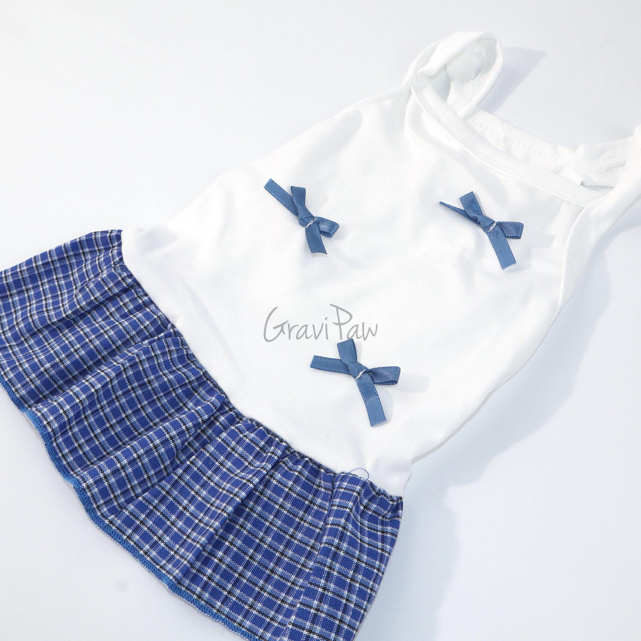 Stylish Plaid Bow Pet Dress – Cute Outfit for Small Dogs, Cats & Rabbits