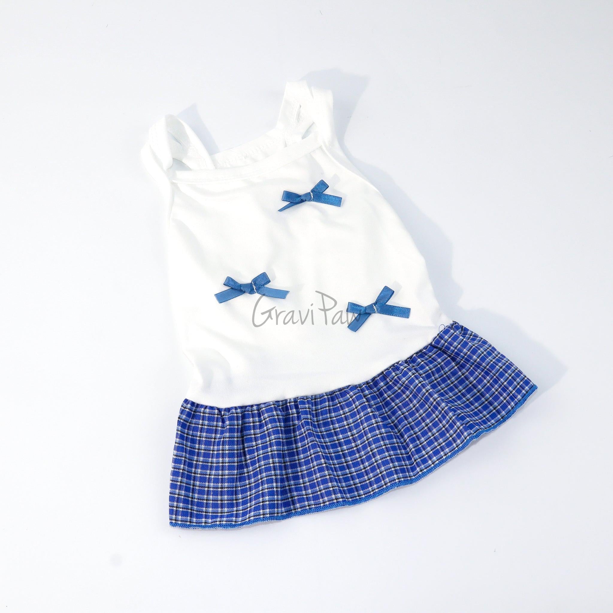 Stylish Plaid Bow Pet Dress – Cute Outfit for Small Dogs, Cats & Rabbits