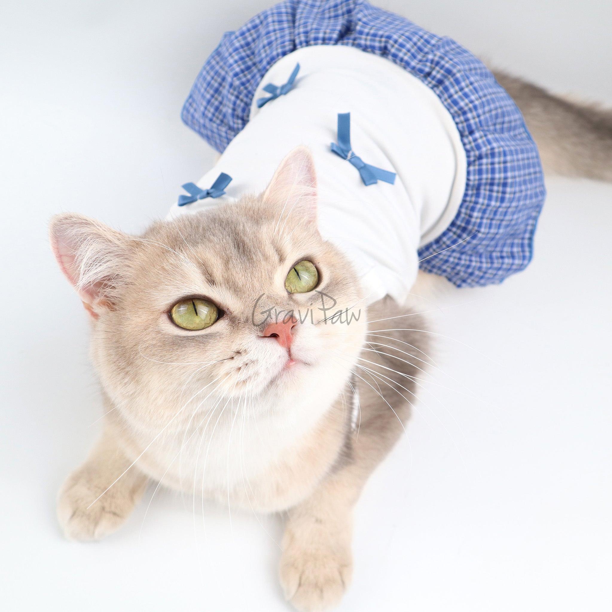 Stylish Plaid Bow Pet Dress – Cute Outfit for Small Dogs, Cats & Rabbits