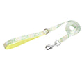Load image into Gallery viewer, Lemon green citrus print dog leash with metal clasp close-up
