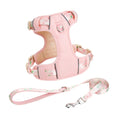 Load image into Gallery viewer, Peach pink mesh dog harness and matching leash set product shot

