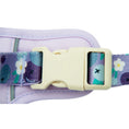 Load image into Gallery viewer, Close-up of quick-release buckle and reflective strap on purple blueberry dog harness
