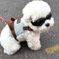 Load image into Gallery viewer, Bichon Frise with sunglasses wearing grey and brown anti pull dog harness
