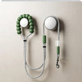 Load image into Gallery viewer, Green beaded handle dog leash hanging on wall with patterned nylon rope
