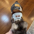 Load image into Gallery viewer, Top view of small dog wearing brown trim soft cotton anti pull harness

