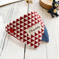 Load image into Gallery viewer, Red white diamond triangle bandana pet collar with snap-button closure

