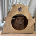 Load image into Gallery viewer, Cat resting inside the Gravipaw custom embroidered cat tent bed
