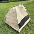 Load image into Gallery viewer, Close-up of the Gravipaw cat tent bed's entrance trim and stitching detail
