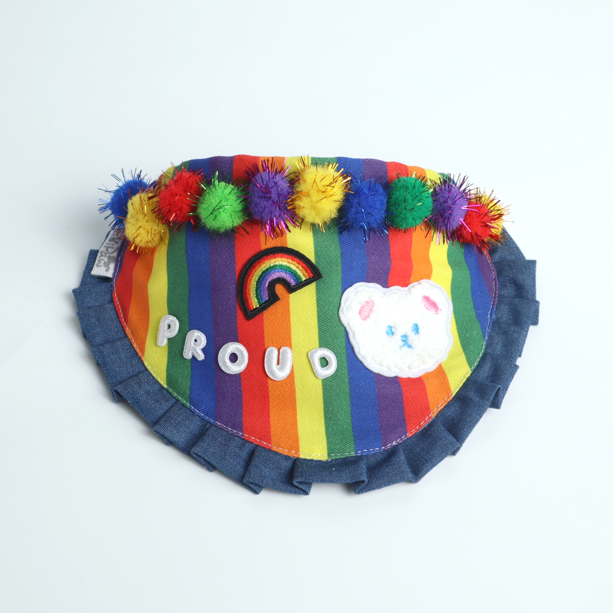 Rainbow cotton Pride bandana with personalized embroidery for Pride Month parades and photos