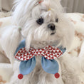 Load image into Gallery viewer, Red white diamond bow bandana collar on white Maltese dog by GraviPaw
