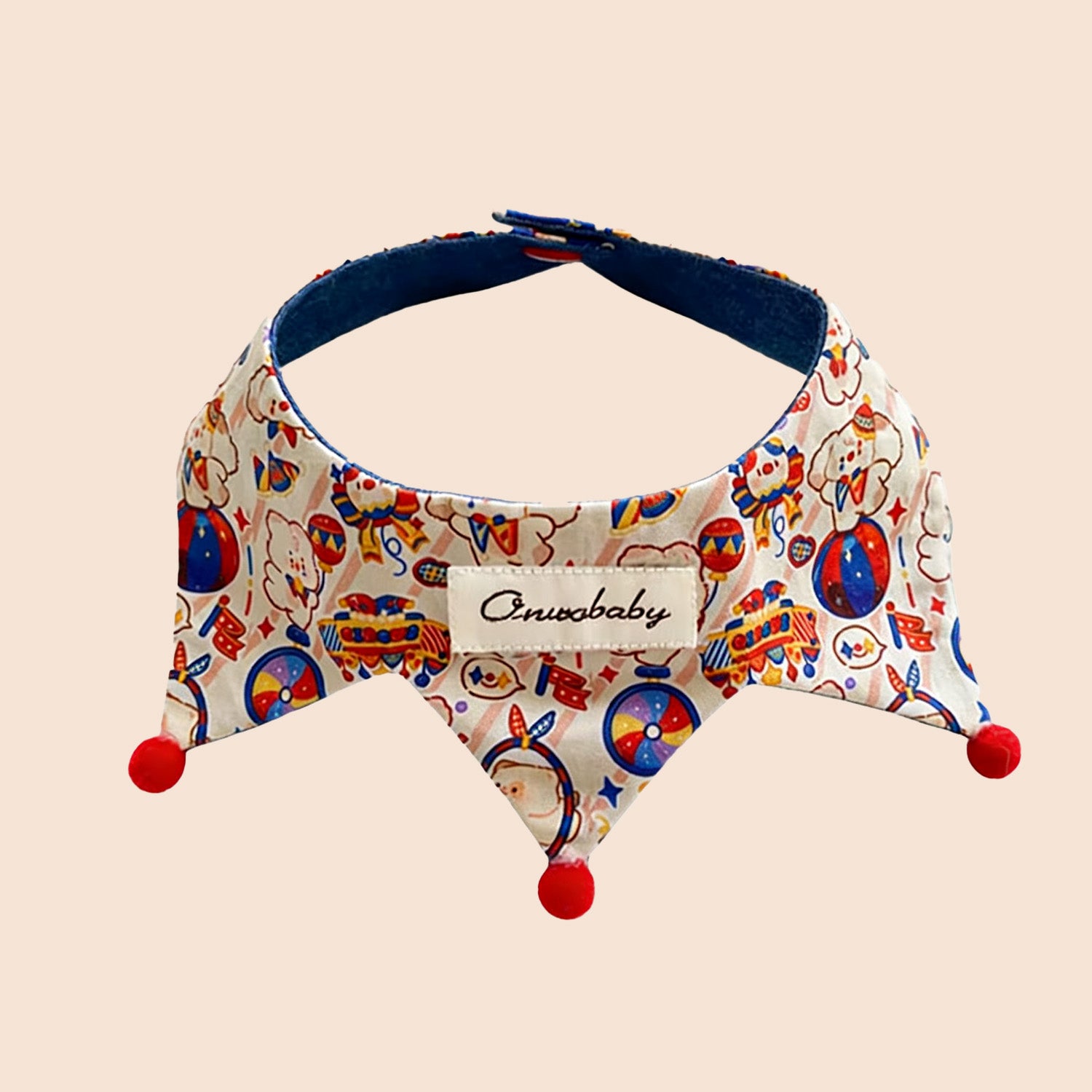 reversible cotton pet bandana collar circus pattern